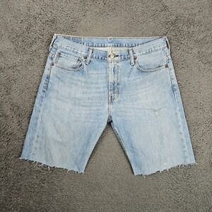 Levis 569 Loose Straight Mens Denim Cut Off Shorts Light Wash Blue W33 Jorts 10"